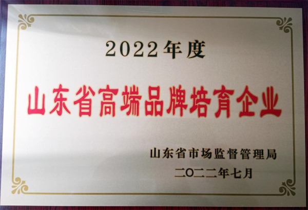 2022年度山東省高端品牌培育企業(yè)